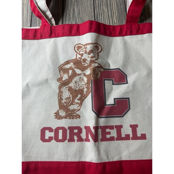 Cornell University Canvas Tote Bag In Red & Natural Colors - Picture 3 of 7